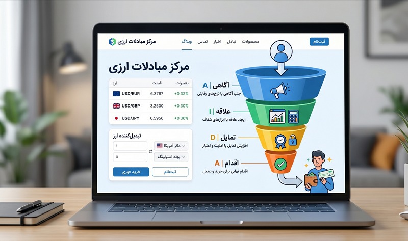 افزایش تراکنش در سایت‌های خدمات ارزی: تبدیل بازدیدکننده به مشتری با قیف AIDA