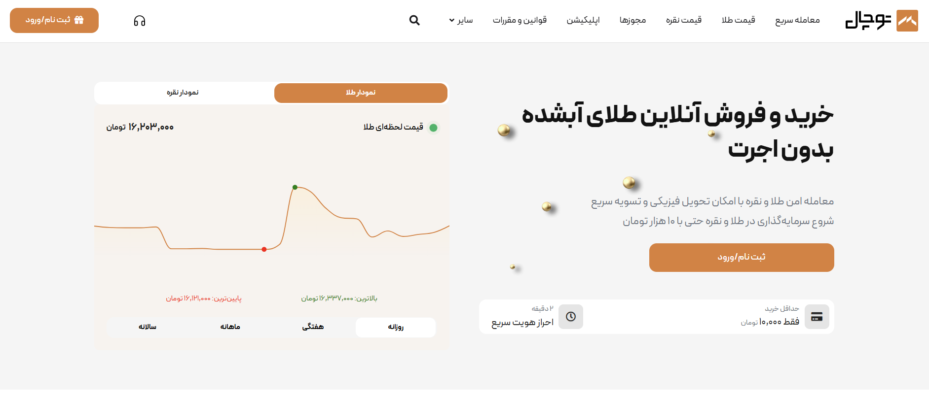 پلتفرم خرید آنلاین طلا و نقره توچال گلد