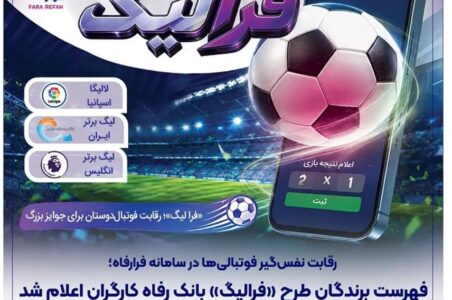 فهرست برندگان مهر ماه طرح «فرالیگ» بانک رفاه کارگران اعلام شد